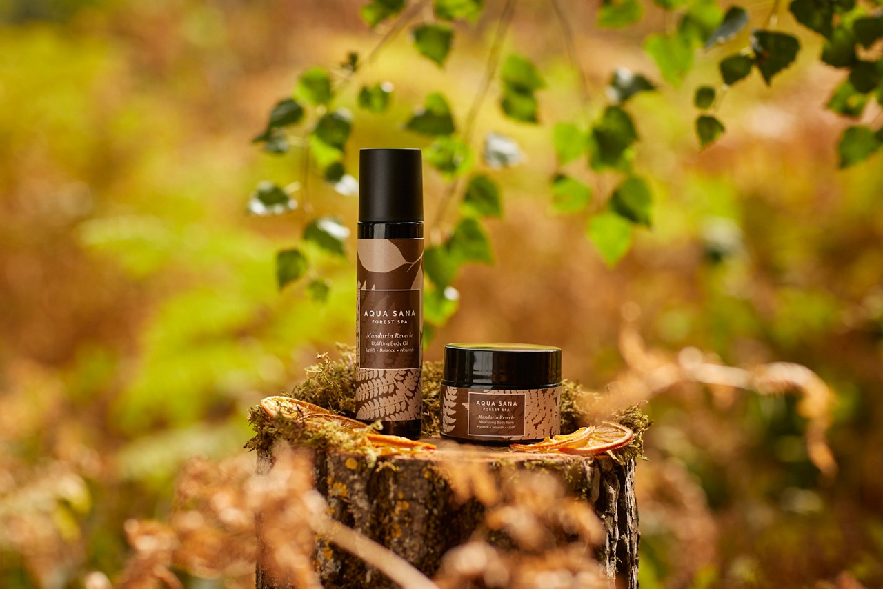 Body Oil and Body Balm in the forest
