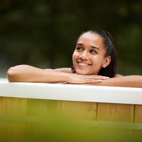 Woman in hot tub