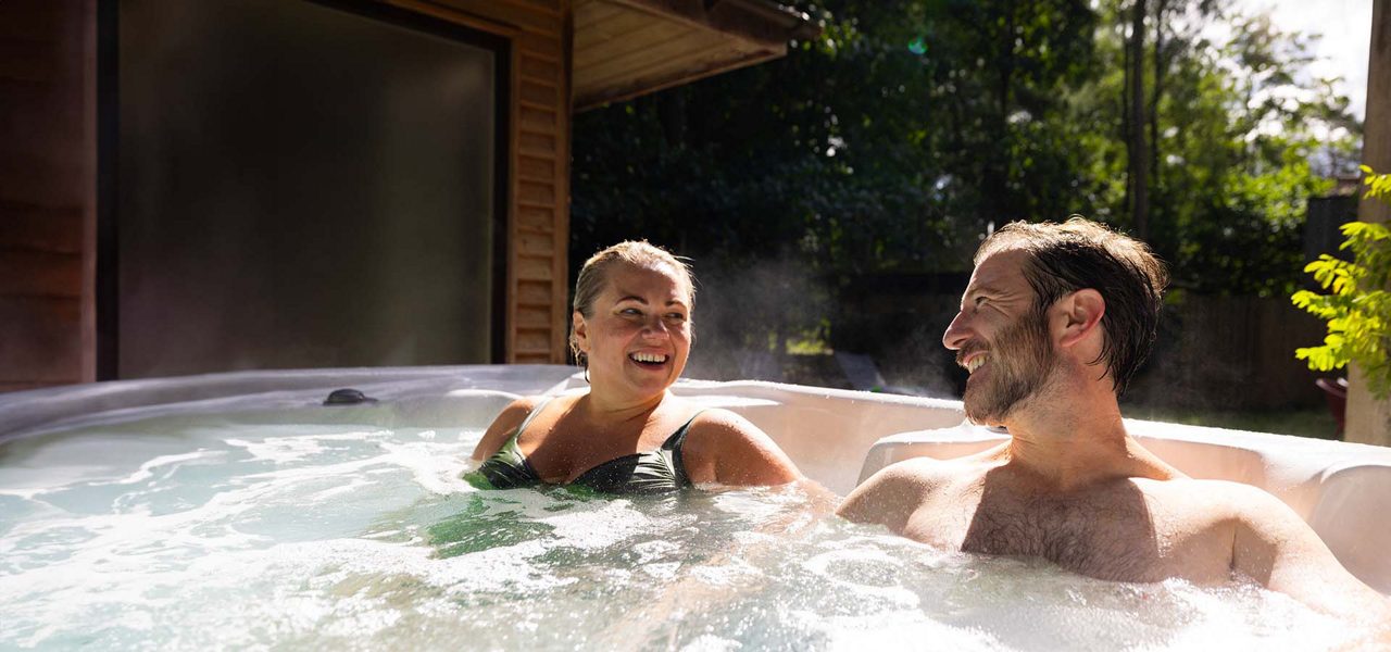 A couple enjoying a hot tub