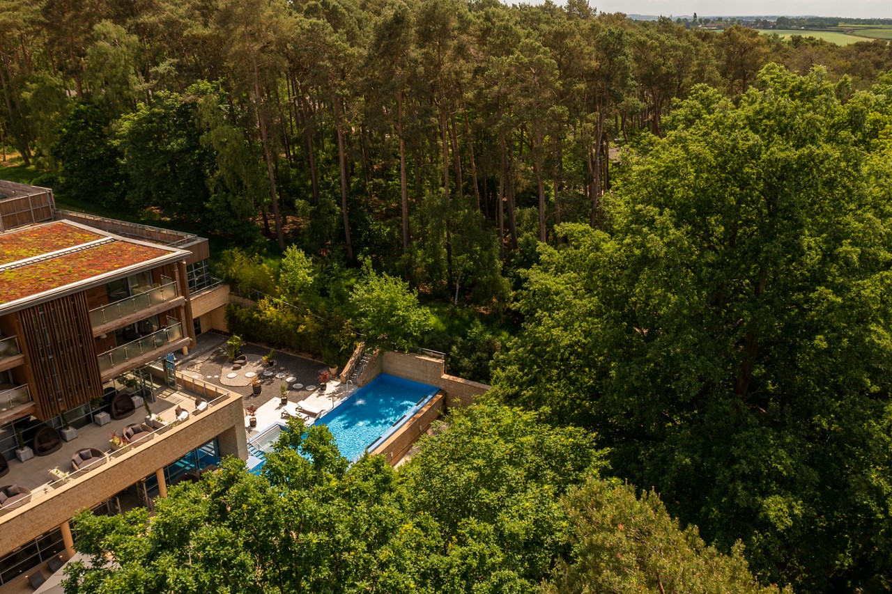 Outdoor Pool hidden on the edge of the vast forest.