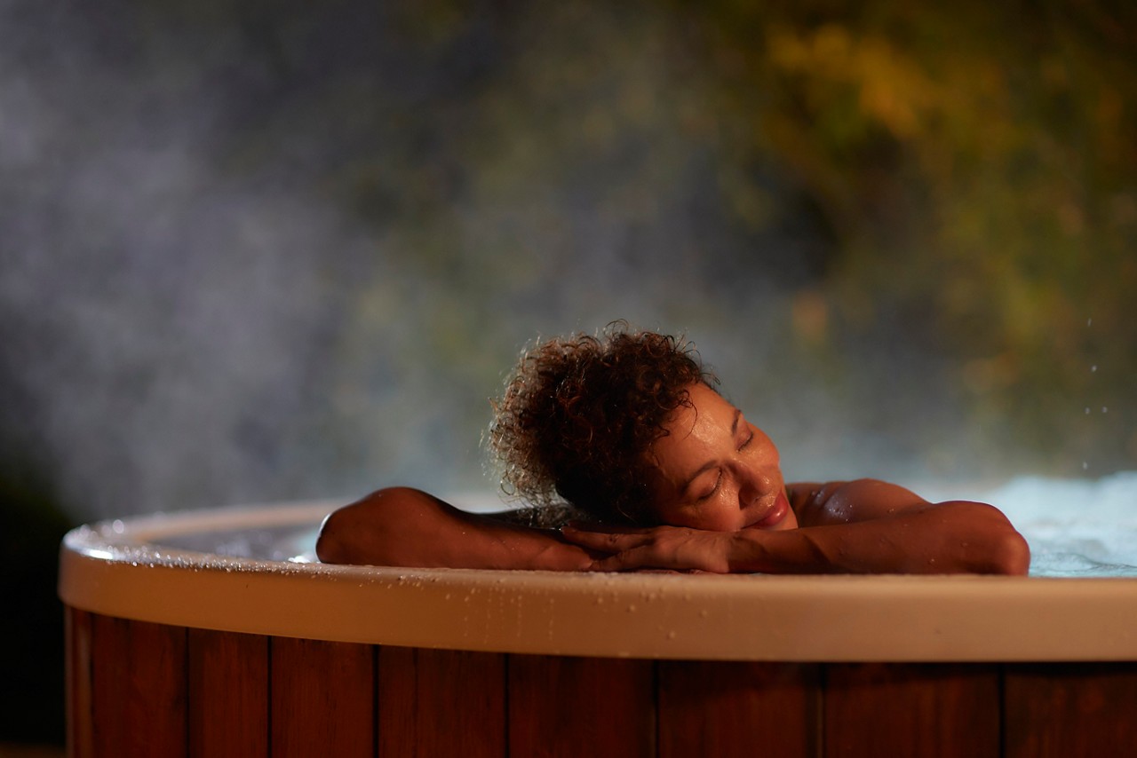 A women in a hot tub