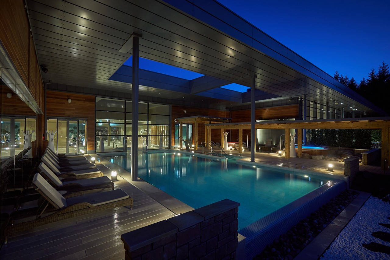 Outdoor Pool in the stillness of the evening.