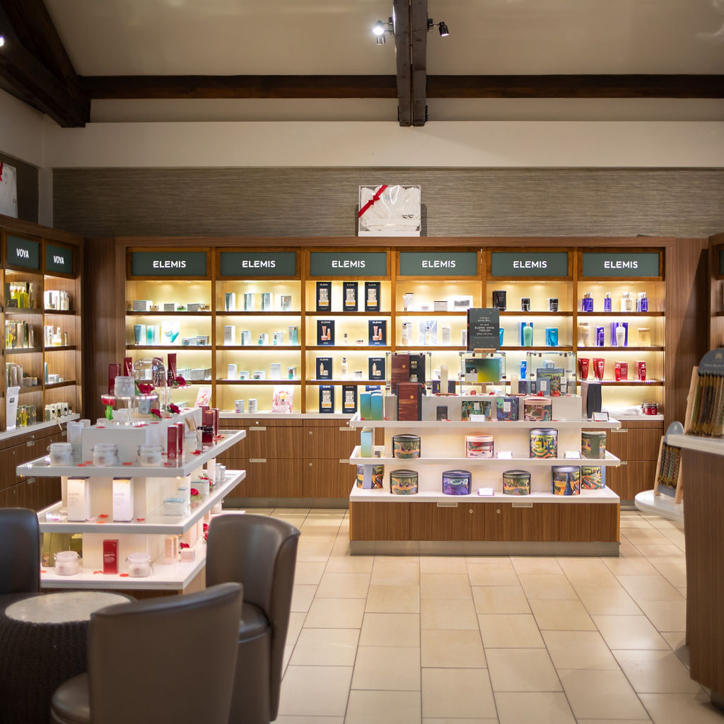 Forest Spa Boutique retail shop with shelves of spa products