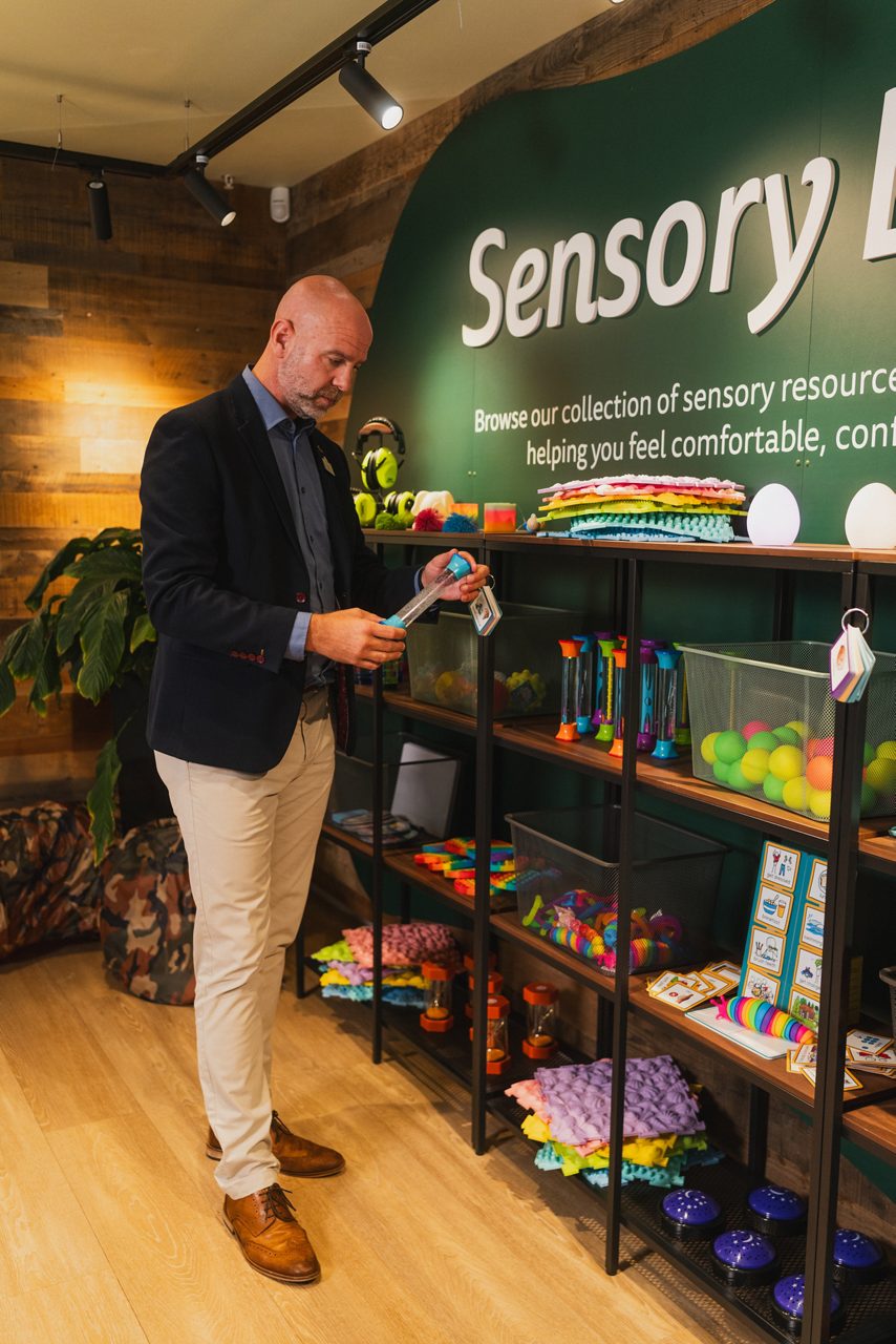 man browsing the sensory library