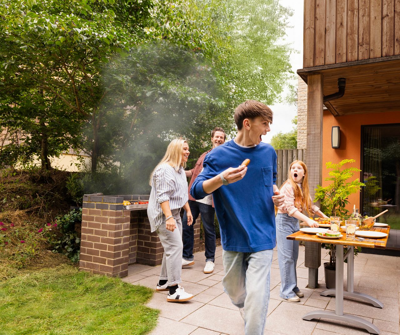 family having bbq