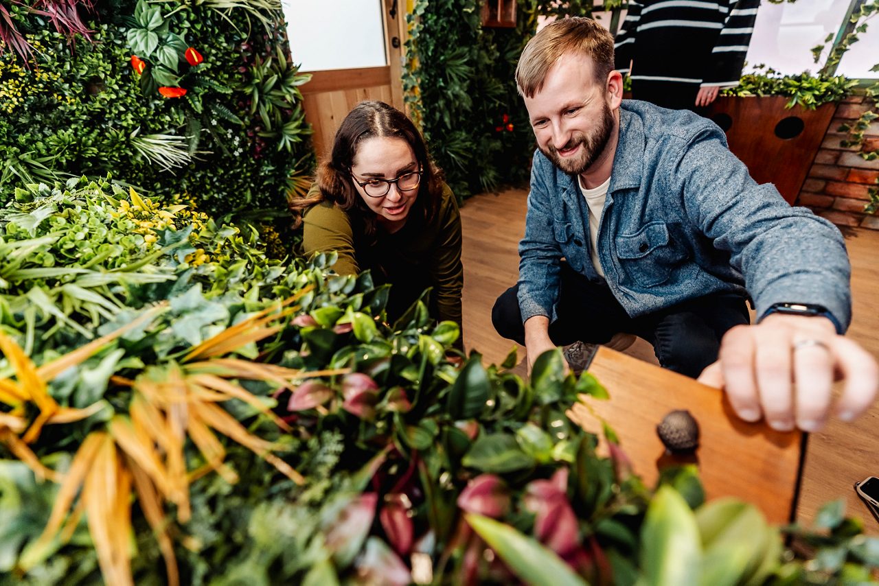 Two people playing Escape the Forest in Longford.