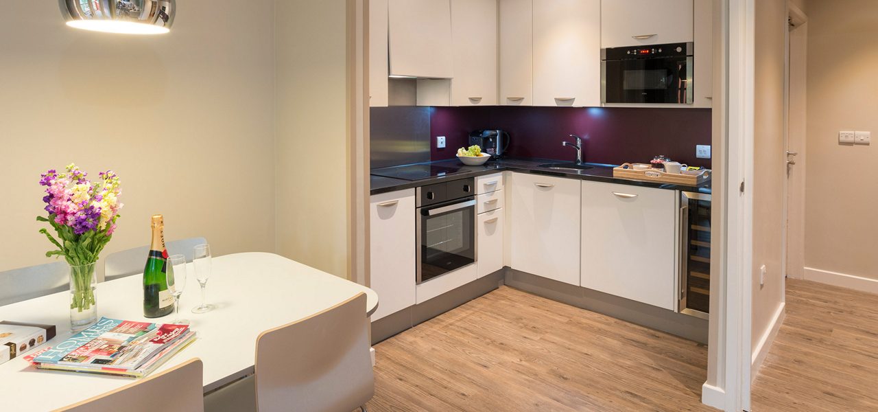 A kitchen in a looge