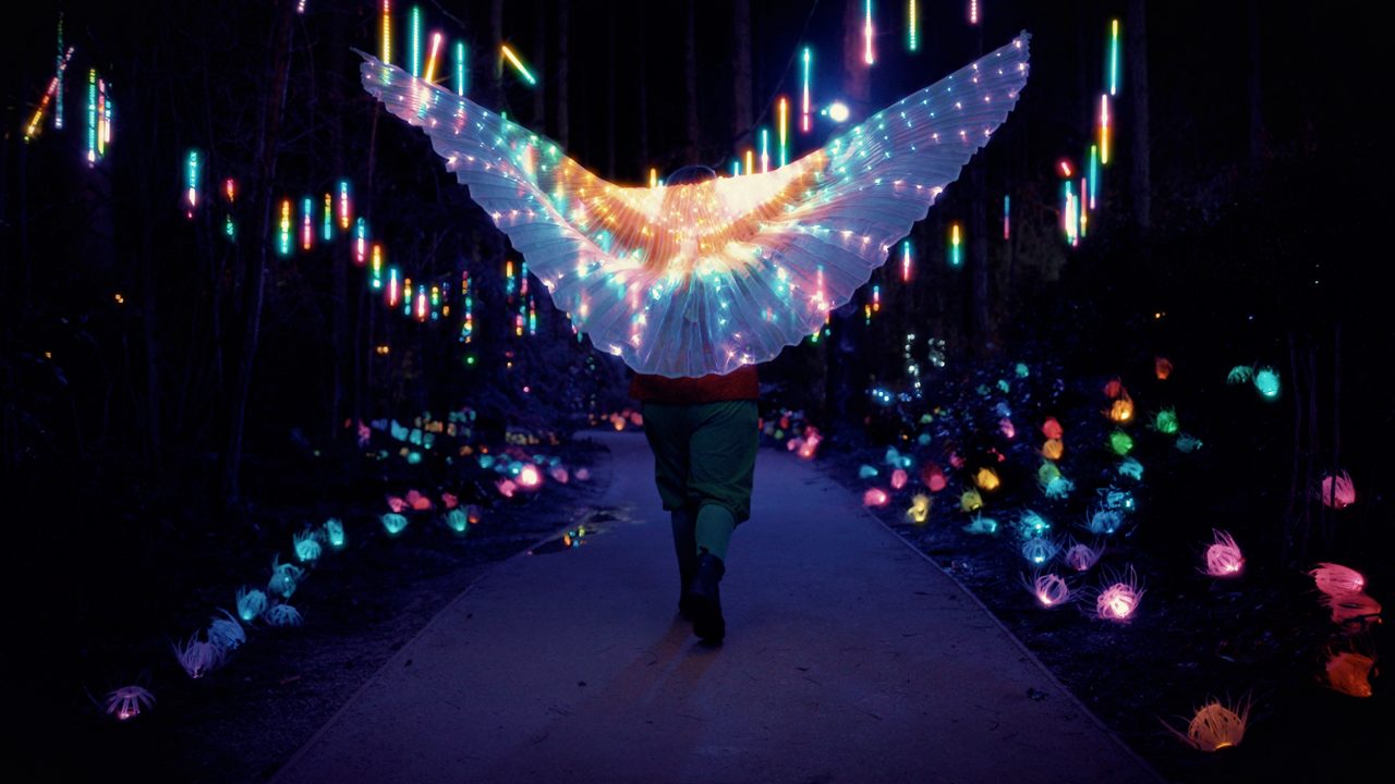 Family powering lights by cycling.