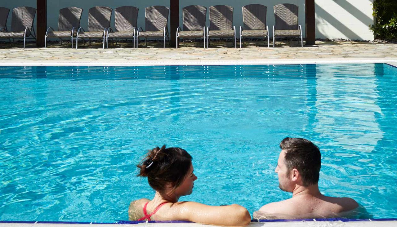 couple in pool