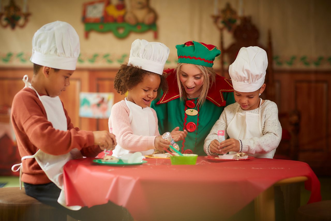 A group of children making some goodies in Festive Chocolate Chefs.