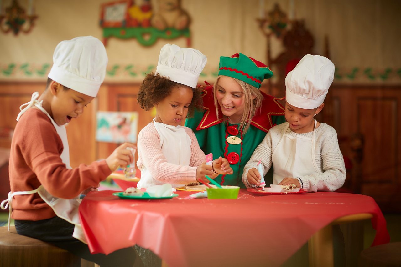 A group of children making some goodies in Festive Chocolate Chefs.