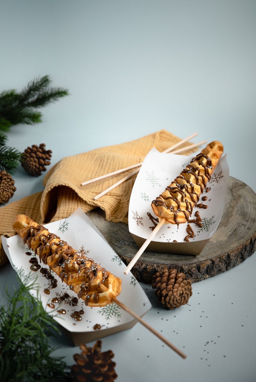 image of pastries drizzled in chocolate 