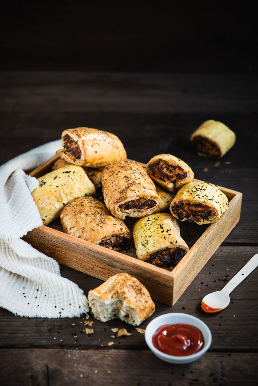 image of sausage rolls in a tray