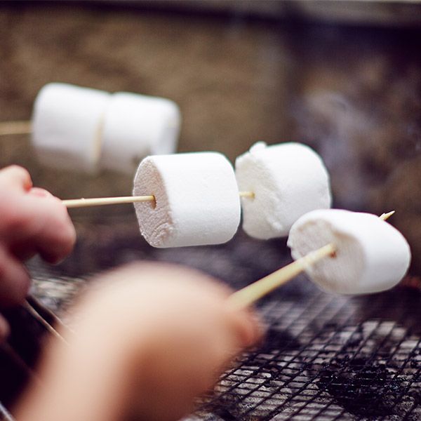 Marshmallows grilling on the barbecue