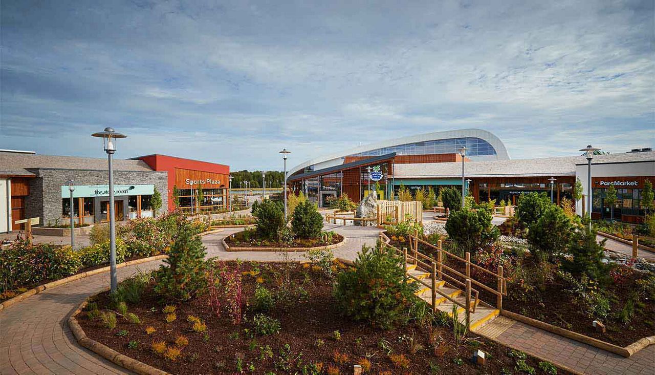 Exterior view of village square at Longford Forest 