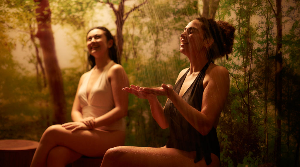 two girls in the forest glade