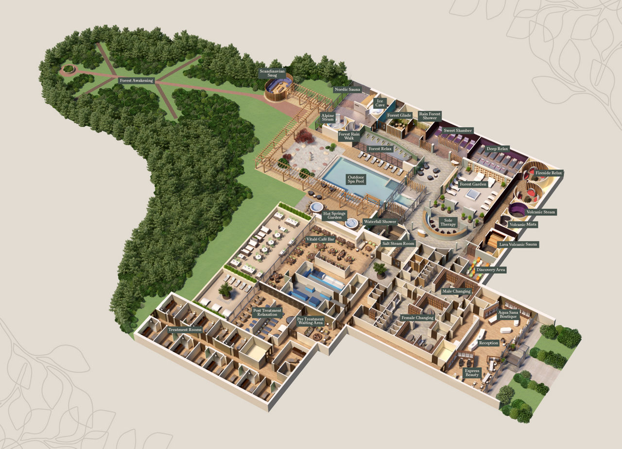 A floorplan of the spa. 