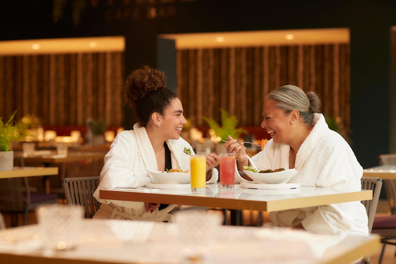 mother and daughter eating lunch in vitale